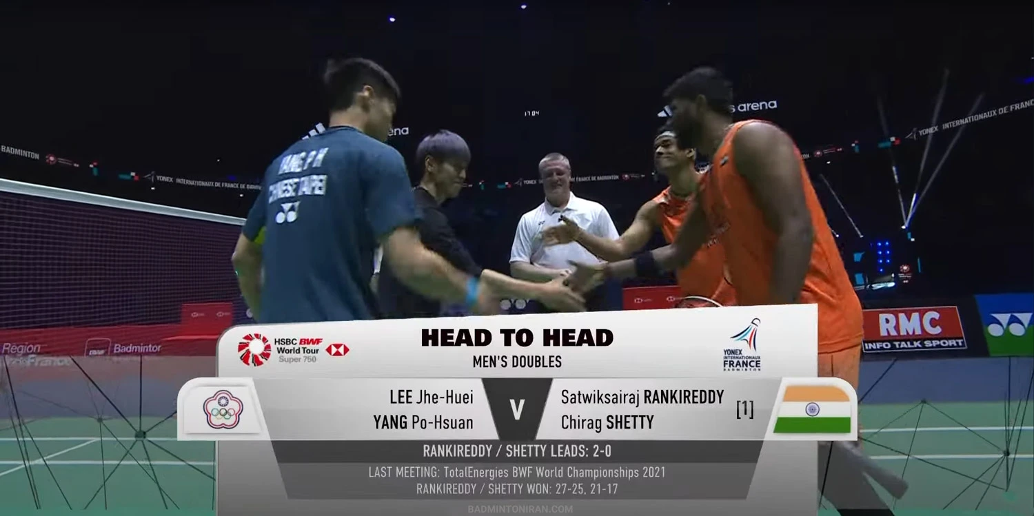 تیم دو نفره آقایان هند قهرمان مسابقات بدمینتون آزاد فرانسه 2024 3 YONEX-French-Open-2024----Rankireddy--Shetty-vs.-Lee-Yang--1