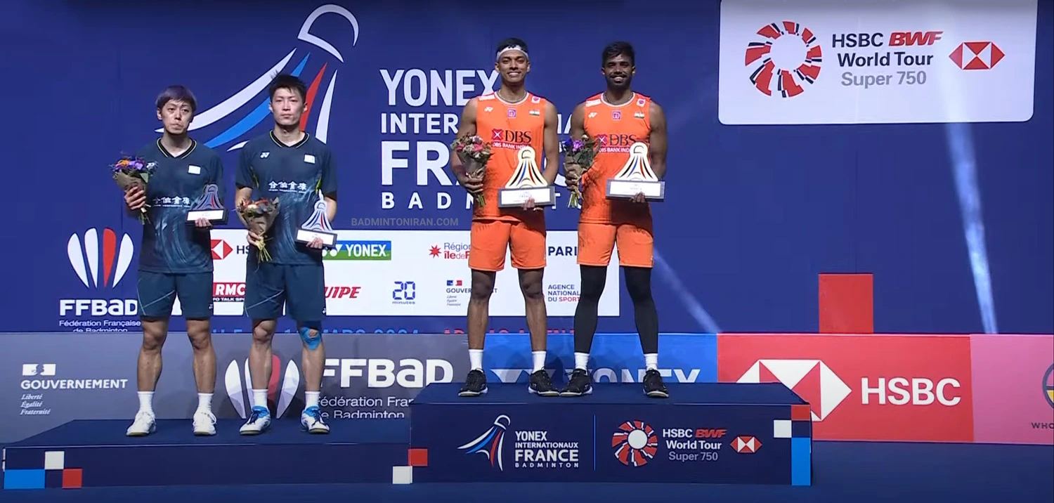 تیم دو نفره آقایان هند قهرمان مسابقات بدمینتون آزاد فرانسه 2024 9 YONEX-French-Open-2024----Rankireddy--Shetty-vs.-Lee-Yang--3