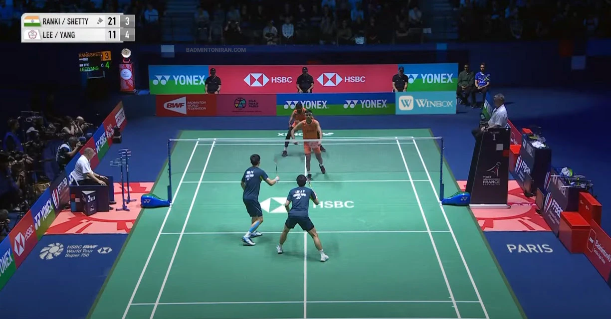 تیم دو نفره آقایان هند قهرمان مسابقات بدمینتون آزاد فرانسه 2024 8 YONEX-French-Open-2024----Rankireddy--Shetty-vs.-Lee-Yang-4