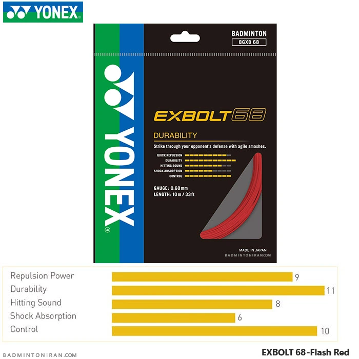 YONEX-EXBOLT-68-Flash-Red-2 زه بدمينتون يونکس YONEX EXBOLT 68-Flash Red